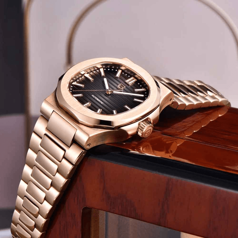 Fashion, accesorii si bijuterii - Barbati - Bijuterii barbati - Ceasuri barbati - Ceas Automatic PAGANI DESIGN PD-1728 Rose Gold Black, Seagull ST16, Safir AR, 100M, 40mm - Infinity.ro
