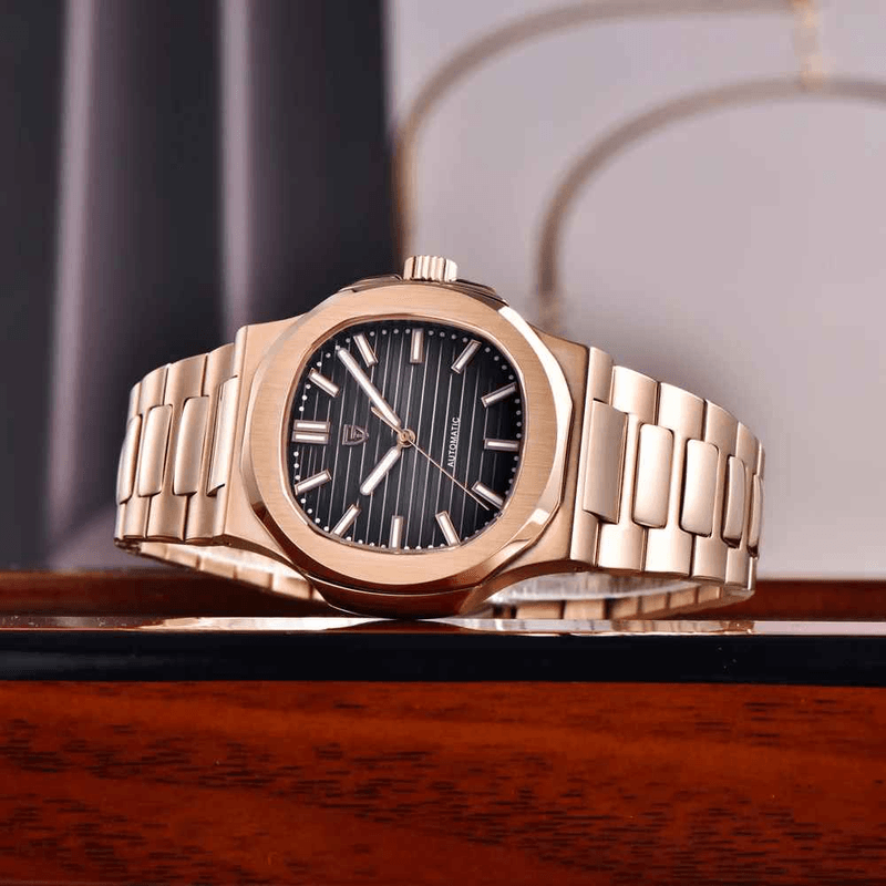 Fashion, accesorii si bijuterii - Barbati - Bijuterii barbati - Ceasuri barbati - Ceas Automatic PAGANI DESIGN PD-1728 Rose Gold Black, Seagull ST16, Safir AR, 100M, 40mm - Infinity.ro