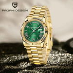 Fashion, accesorii si bijuterii - Barbati - Bijuterii barbati - Ceasuri barbati - Ceas Automatic PAGANI DESIGN PD-1752 Gold Green Day-Date, Seagull ST16, Safir, 100M, 36mm - Infinity.ro