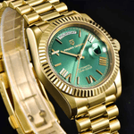 Fashion, accesorii si bijuterii - Barbati - Bijuterii barbati - Ceasuri barbati - Ceas Automatic PAGANI DESIGN PD-1752 Gold Green Day-Date, Seagull ST16, Safir, 100M, 36mm - Infinity.ro
