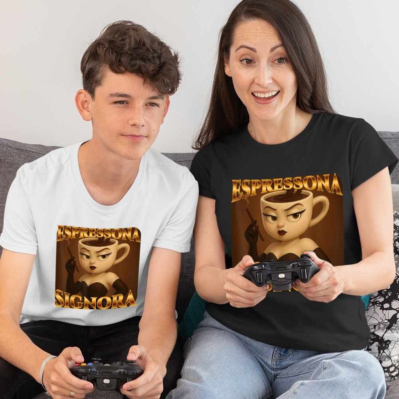 Fashion, accesorii si bijuterii - Femei - Imbracaminte femei - Tricouri si topuri femei - Tricou Femei Espressona Signora Brainrot Brain Rot, alb, marime 3XL - Infinity.ro