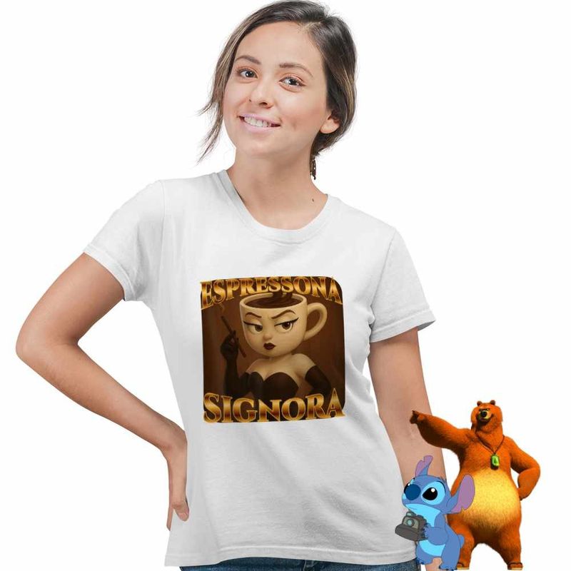 Fashion, accesorii si bijuterii - Femei - Imbracaminte femei - Tricouri si topuri femei - Tricou Femei Espressona Signora Brainrot Brain Rot, alb, marime 3XL - Infinity.ro