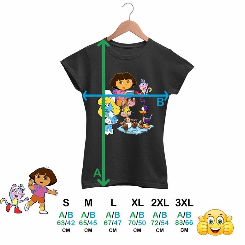 Fashion, accesorii si bijuterii - Femei - Imbracaminte femei - Tricouri si topuri femei - Tricou Femei Dora Exploratoarea Strumfita Road Runner Coiotul Baby Bebelusi Buba, negru, marime L - Infinity.ro