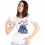 Fashion, accesorii si bijuterii - Femei - Imbracaminte femei - Tricouri si topuri femei - Tricou Femei Stich I Love You Valentines Day Dragobete, alb, marime L - Infinity.ro