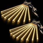 Casa si Gradina - Corpuri si surse de iluminat - Iluminat exterior - Instalatii luminoase exterior - Set 2 Instalatii Luminoase de Craciun, Model Ploaie de Meteori, 16 Turturi LED luminosi, Lungime 50cm, Alb cald - Infinity.ro