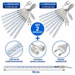 Casa si Gradina - Corpuri si surse de iluminat - Iluminat exterior - Instalatii luminoase exterior - Set 2 Instalatii Luminoase de Craciun, Model Ploaie de Meteori, 16 Turturi LED luminosi, Lungime 50cm, Albastru - Infinity.ro