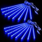 Casa si Gradina - Corpuri si surse de iluminat - Iluminat exterior - Instalatii luminoase exterior - Set 2 Instalatii Luminoase de Craciun, Model Ploaie de Meteori, 16 Turturi LED luminosi, Lungime 50cm, Albastru - Infinity.ro