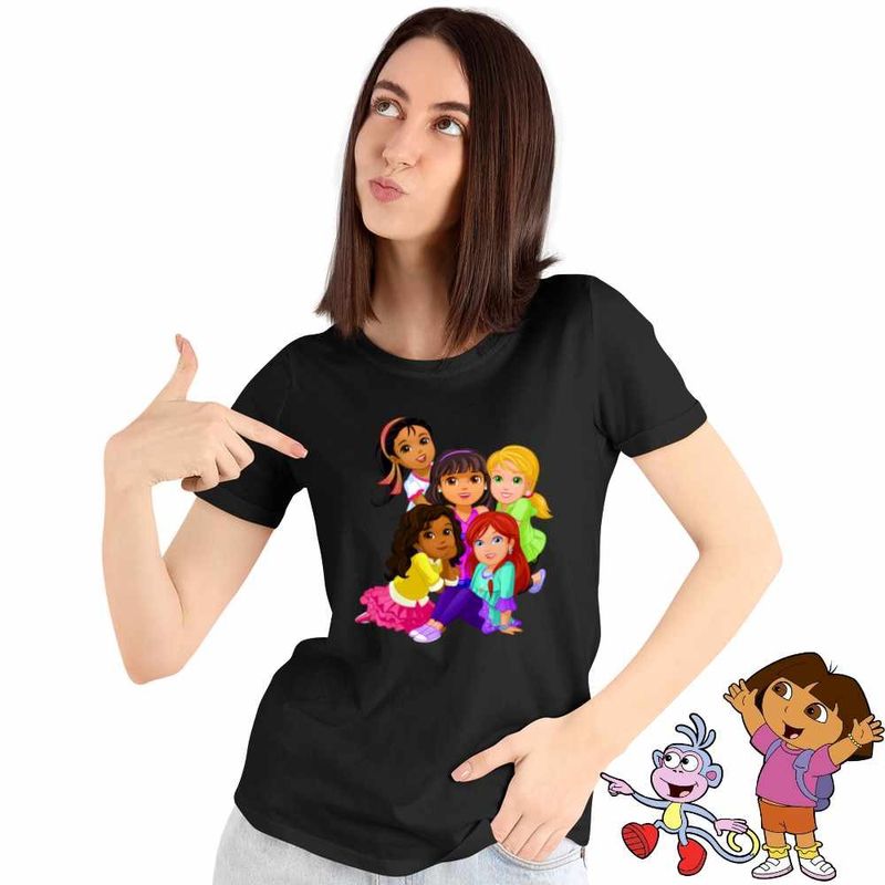 Fashion, accesorii si bijuterii - Femei - Imbracaminte femei - Tricouri si topuri femei - Tricou Femei Dora Exploratoarea Prietenie, negru, marime 3XL - Infinity.ro