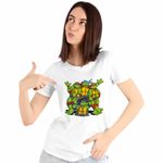Fashion, accesorii si bijuterii - Femei - Imbracaminte femei - Tricouri si topuri femei - Tricou Femei Testoasele Ninja Aventuri Japonia, alb, marime L - Infinity.ro