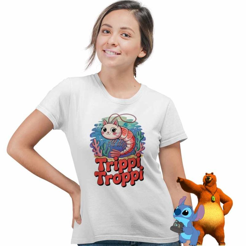 Fashion, accesorii si bijuterii - Femei - Imbracaminte femei - Tricouri si topuri femei - Tricou Femei Meme Trippi Troppi Brainrot, alb, marime 2XL - Infinity.ro