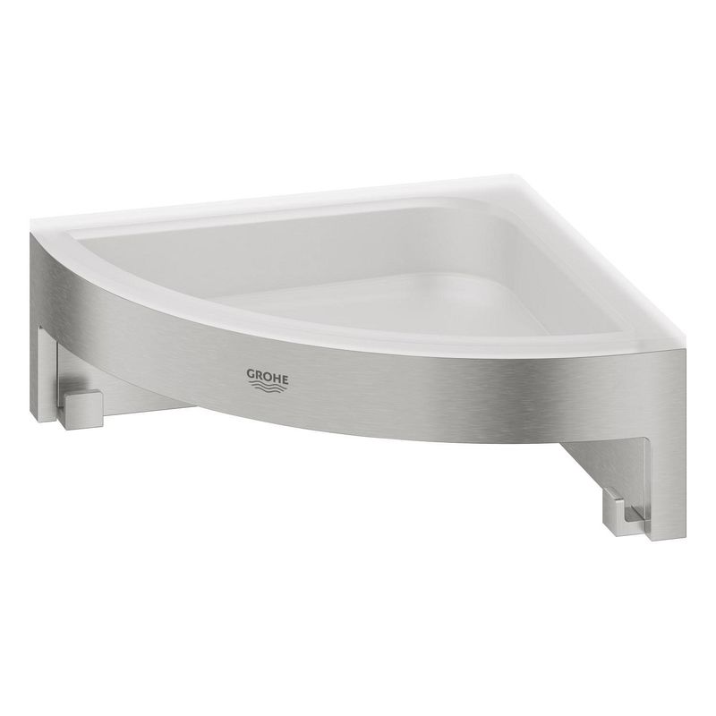 Casa si Gradina - Sanitare - Suporturi si accesorii baie - Suporturi baie - Etajera de colt Grohe 41106DC0, Start Cube, pe perete, 160 x 160 mm, mat, otel satinat - Infinity.ro