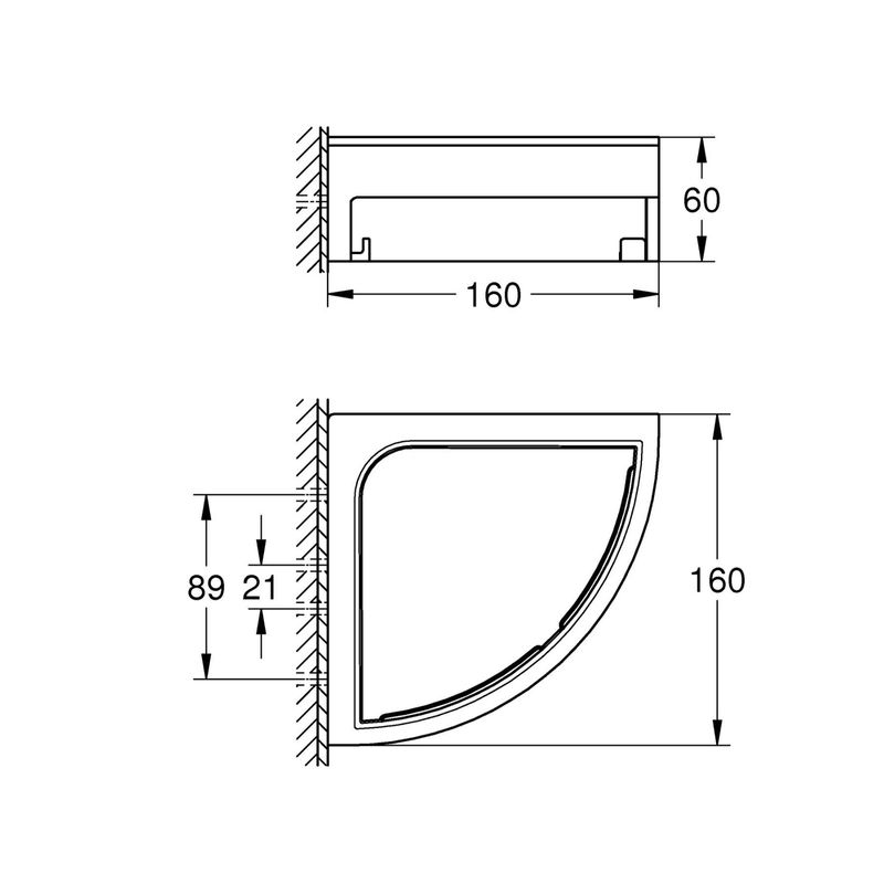 Casa si Gradina - Sanitare - Suporturi si accesorii baie - Suporturi baie - Etajera de colt Grohe 41106DC0, Start Cube, pe perete, 160 x 160 mm, mat, otel satinat - Infinity.ro