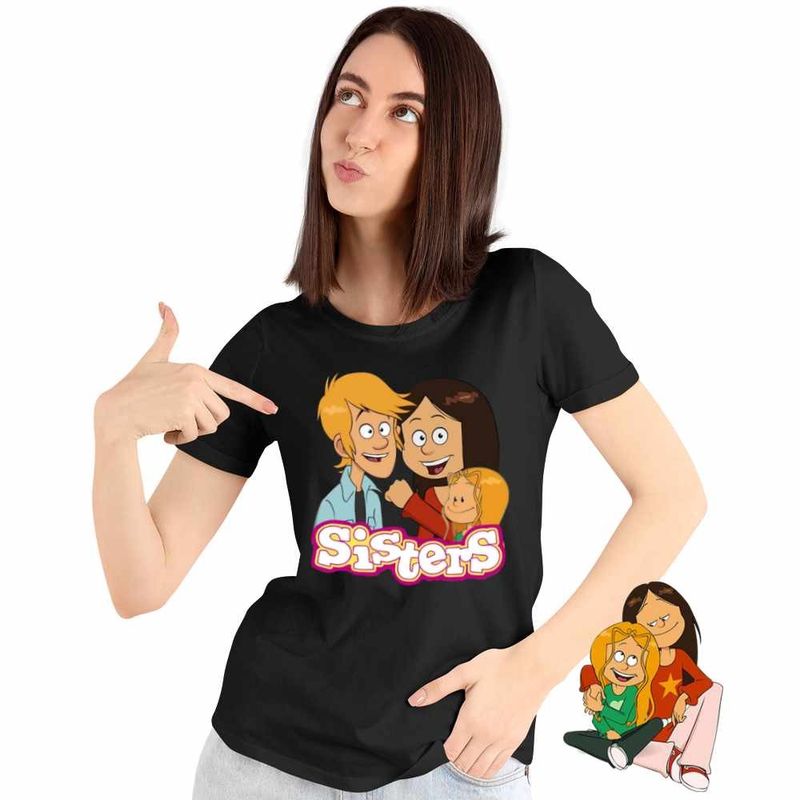 Fashion, accesorii si bijuterii - Femei - Imbracaminte femei - Tricouri si topuri femei - Tricou Femei Surorile Maxence Wendy Marine The Sisters Valentines Dragobete, negru, marime 3XL - Infinity.ro