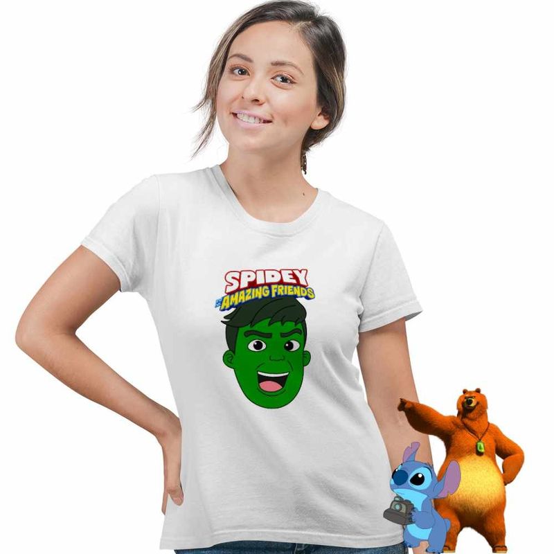Fashion, accesorii si bijuterii - Femei - Imbracaminte femei - Tricouri si topuri femei - Tricou Femei Hulk Spidey Marvel hulc, alb, marime 3XL - Infinity.ro