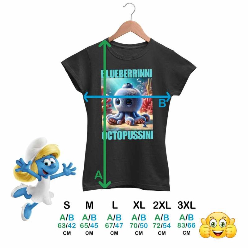 Fashion, accesorii si bijuterii - Femei - Imbracaminte femei - Tricouri si topuri femei - Tricou Femei Blueberrinni Octopussini Italian Meme Brainrot Brain Rot, negru, marime M - Infinity.ro