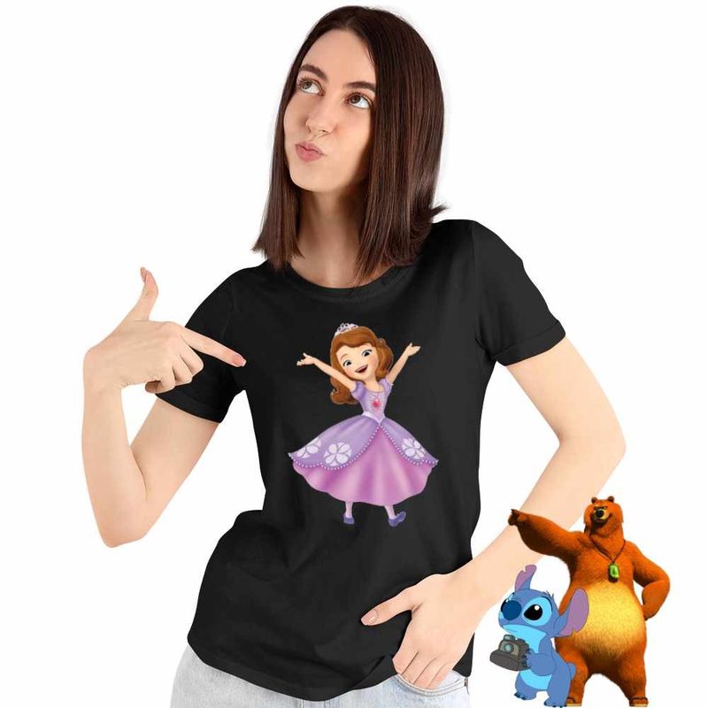 Fashion, accesorii si bijuterii - Femei - Imbracaminte femei - Tricouri si topuri femei - Tricou Femei Sofia the First, Sofia Intai, negru, marime L - Infinity.ro