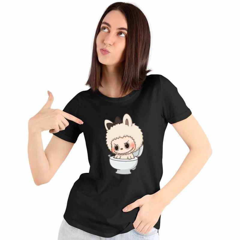 Fashion, accesorii si bijuterii - Femei - Imbracaminte femei - Tricouri si topuri femei - Tricou Femei Labubu Skibidi Toilet, negru, marime S - Infinity.ro