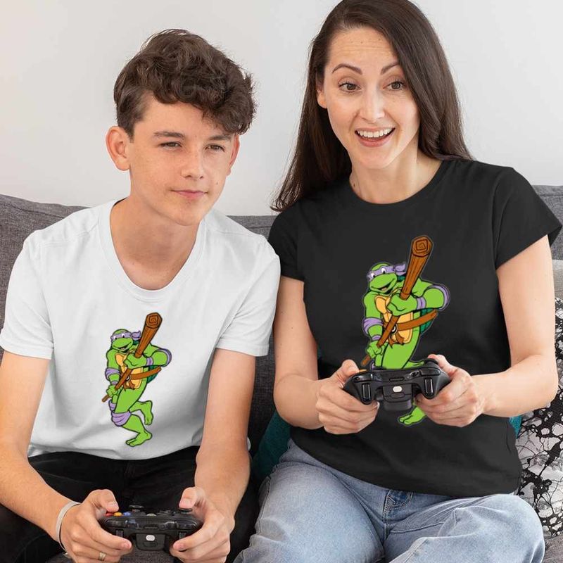 Fashion, accesorii si bijuterii - Femei - Imbracaminte femei - Tricouri si topuri femei - Tricou Femei Testoasele Ninja Donatello Bat, alb, marime S - Infinity.ro