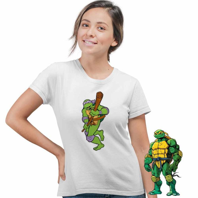 Fashion, accesorii si bijuterii - Femei - Imbracaminte femei - Tricouri si topuri femei - Tricou Femei Testoasele Ninja Donatello Bat, alb, marime S - Infinity.ro