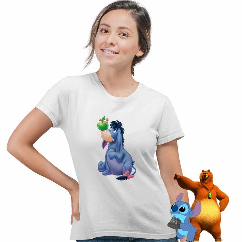 Fashion, accesorii si bijuterii - Femei - Imbracaminte femei - Tricouri si topuri femei - Tricou Femei Magarusul Eeyore Winnie the Pooh Puh, alb, marime 2XL - Infinity.ro
