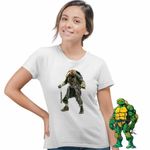 Fashion, accesorii si bijuterii - Femei - Imbracaminte femei - Tricouri si topuri femei - Tricou Femei Testoasele Ninja Michelangelo Ninjutsu Mutant, alb, marime L - Infinity.ro