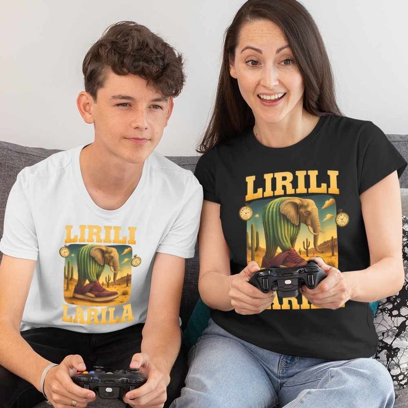 Fashion, accesorii si bijuterii - Femei - Imbracaminte femei - Tricouri si topuri femei - Tricou Femei Lirili Larila Brainrot, alb, marime M - Infinity.ro