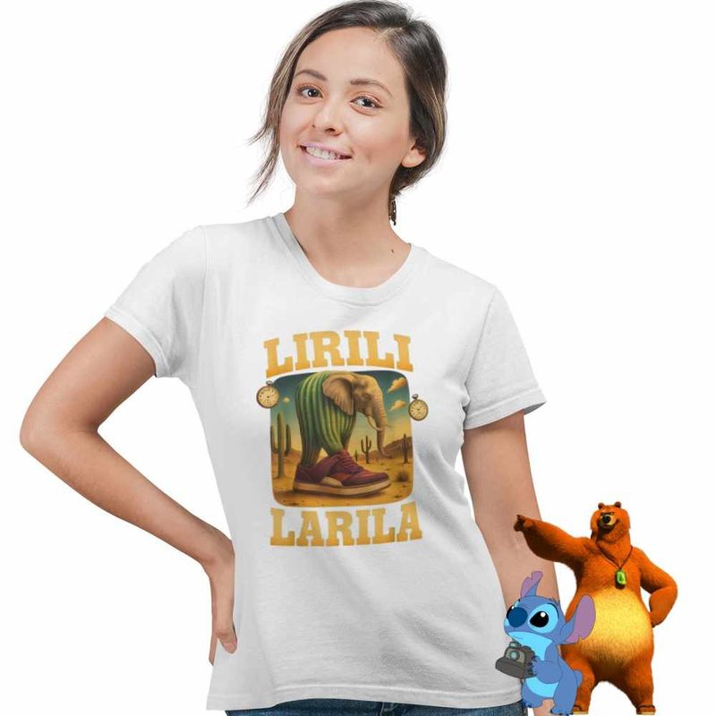 Fashion, accesorii si bijuterii - Femei - Imbracaminte femei - Tricouri si topuri femei - Tricou Femei Lirili Larila Brainrot, alb, marime M - Infinity.ro