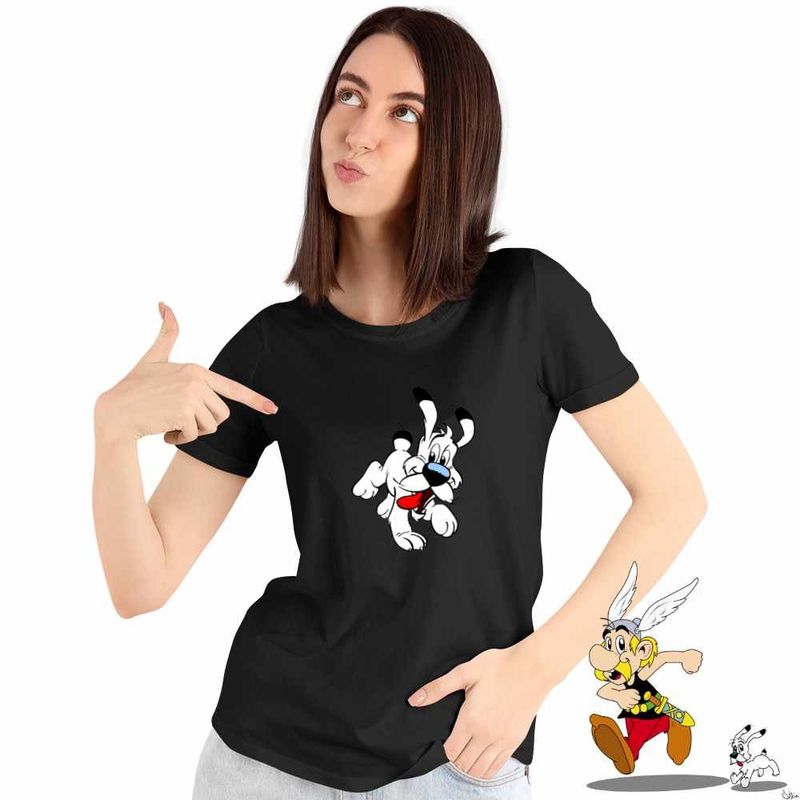 Fashion, accesorii si bijuterii - Femei - Imbracaminte femei - Tricouri si topuri femei - Tricou Femei Dogmatix White Terrier Asterix Obelix, negru, marime S - Infinity.ro