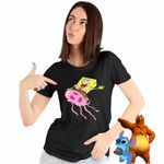 Fashion, accesorii si bijuterii - Femei - Imbracaminte femei - Tricouri si topuri femei - Tricou Femei Spongebob Pantaloni Patrati Calare Meduza, negru, marime 3XL - Infinity.ro