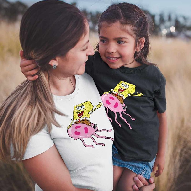 Fashion, accesorii si bijuterii - Femei - Imbracaminte femei - Tricouri si topuri femei - Tricou Femei Spongebob Pantaloni Patrati Calare Meduza, negru, marime 3XL - Infinity.ro