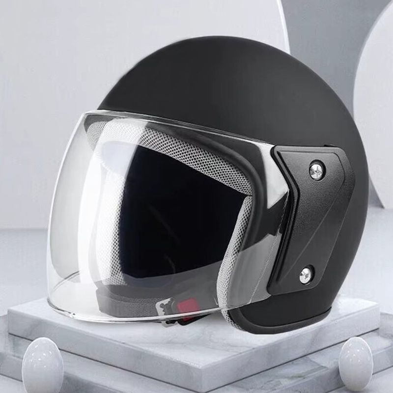 Auto si Moto - Moto - Echipamente protectie moto - Casti moto - Casca moto/scuter unisex, cu vizor, marime universala 55-60cm, neagra - Infinity.ro