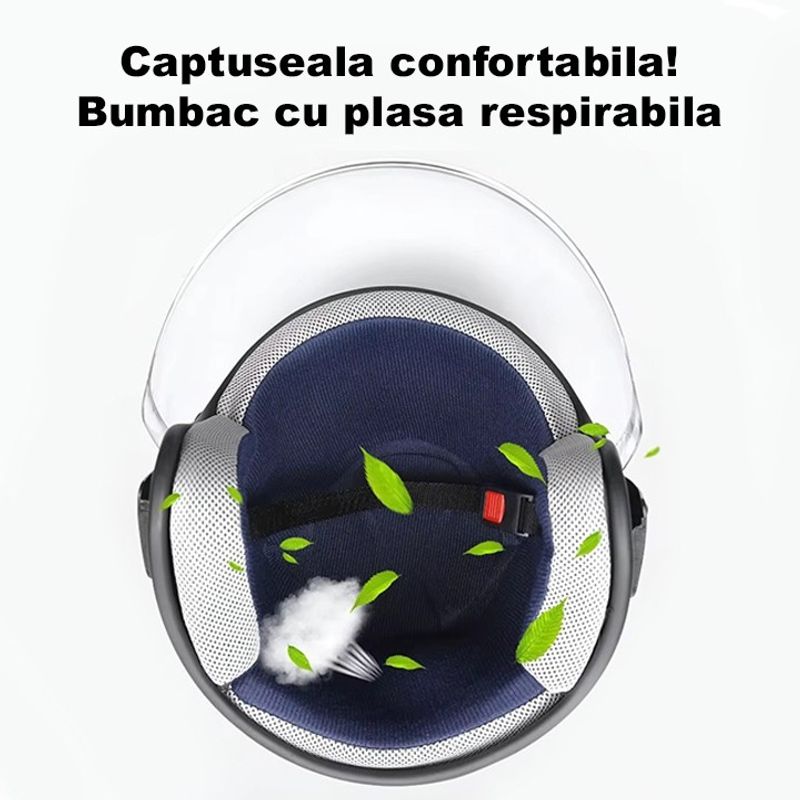 Auto si Moto - Moto - Echipamente protectie moto - Casti moto - Casca moto/scuter unisex, cu vizor, marime universala 55-60cm, neagra - Infinity.ro