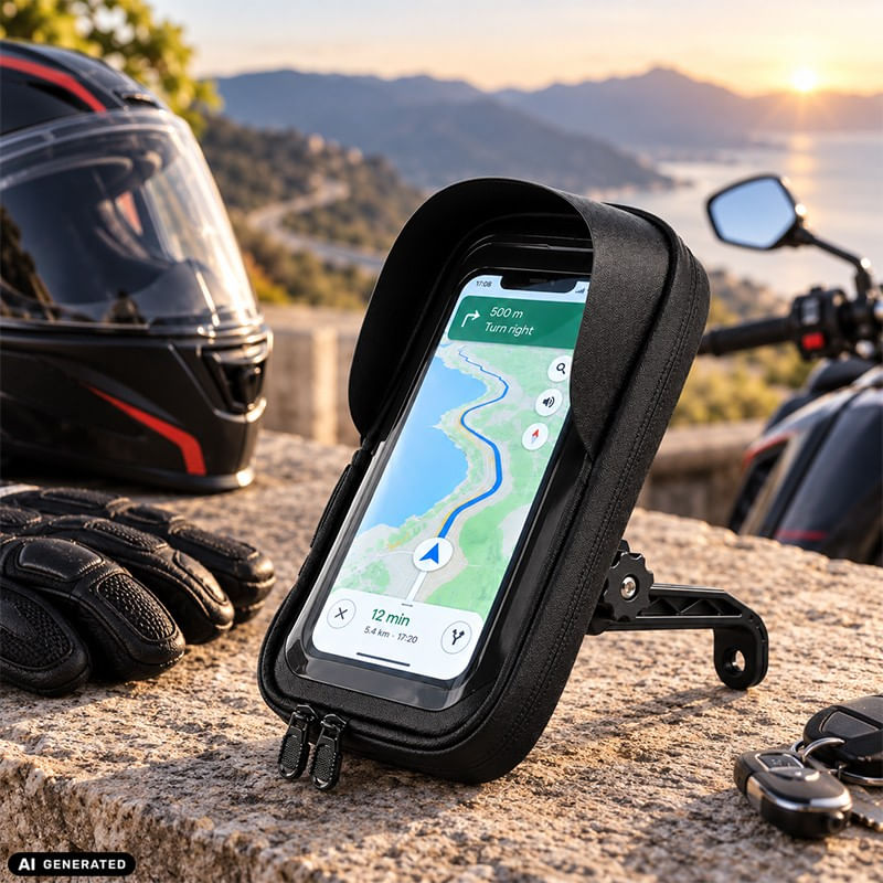Auto si Moto - Moto - Accesorii moto si consumabile - Suport de telefon, rezistent la apa, pentru Bicicleta/Motocicleta/Scuter/Trotineta, FIXATO, Prindere pe Oglinda, Negru - Infinity.ro