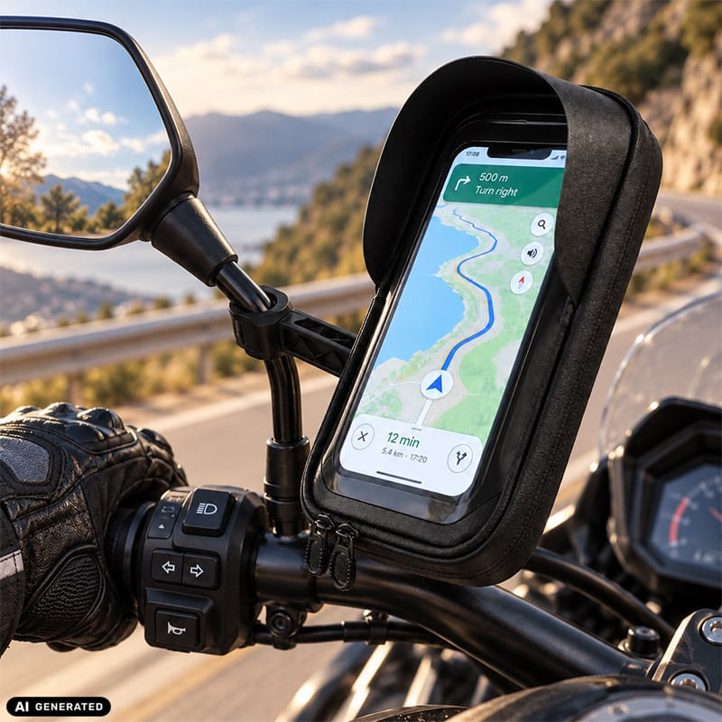 Auto si Moto - Moto - Accesorii moto si consumabile - Suport de telefon, rezistent la apa, pentru Bicicleta/Motocicleta/Scuter/Trotineta, FIXATO, Prindere pe Oglinda, Negru - Infinity.ro