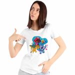 Fashion, accesorii si bijuterii - Femei - Imbracaminte femei - Tricouri si topuri femei - Tricou Femei Ariel Stitch Garda Felina Fuli Kion, alb, marime S - Infinity.ro