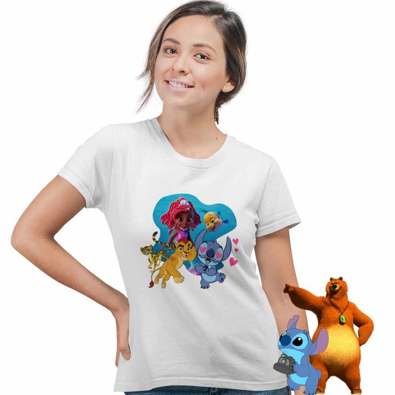 Fashion, accesorii si bijuterii - Femei - Imbracaminte femei - Tricouri si topuri femei - Tricou Femei Ariel Stitch Garda Felina Fuli Kion, alb, marime S - Infinity.ro
