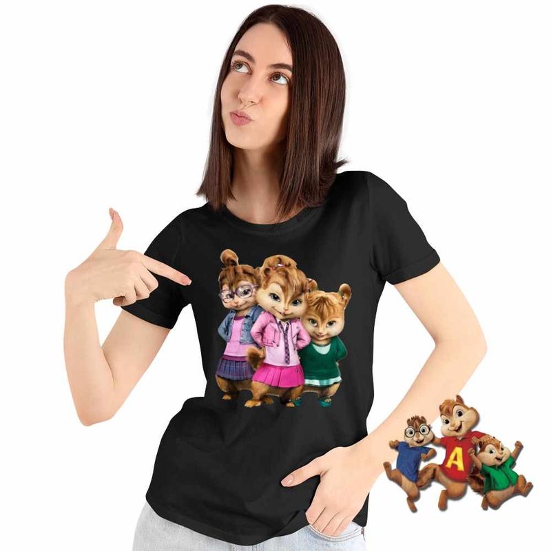 Fashion, accesorii si bijuterii - Femei - Imbracaminte femei - Tricouri si topuri femei - Tricou Femei Alvin Fetele Veveritele Brittany Jeanette Eleanor, negru, marime 3XL - Infinity.ro