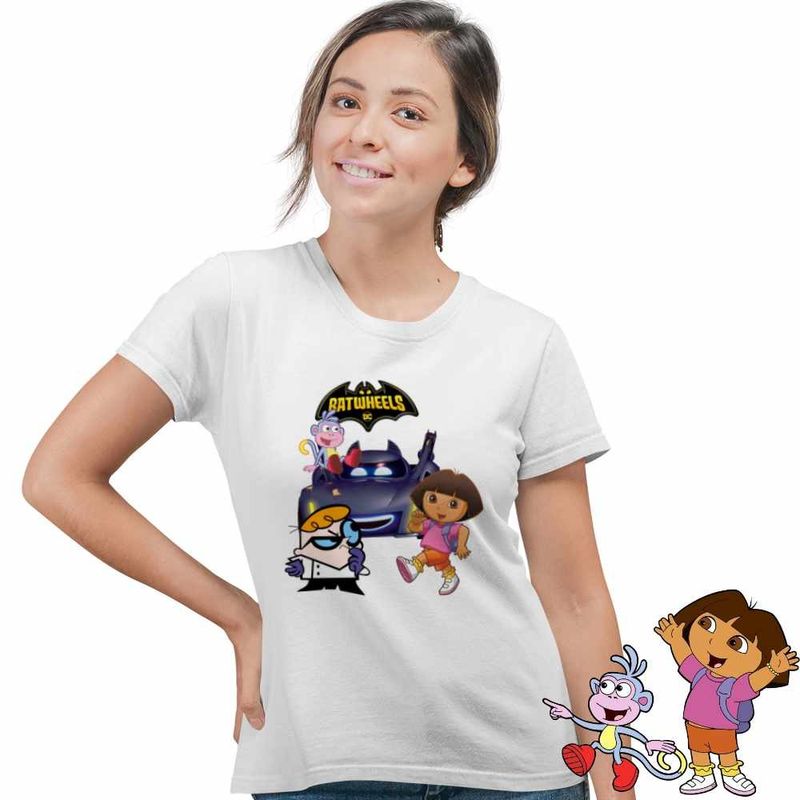 Fashion, accesorii si bijuterii - Femei - Imbracaminte femei - Tricouri si topuri femei - Tricou Femei Dora Exploratoarea Batwheels Dexter, alb, marime 2XL - Infinity.ro