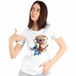 Fashion, accesorii si bijuterii - Femei - Imbracaminte femei - Tricouri si topuri femei - Tricou Femei Stitch Balerina Cappucina Tiktok, alb, marime M - Infinity.ro