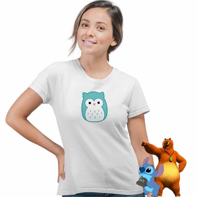 Fashion, accesorii si bijuterii - Femei - Imbracaminte femei - Tricouri si topuri femei - Tricou Femei Squishmallows Bufnita Atena, alb, marime XL - Infinity.ro