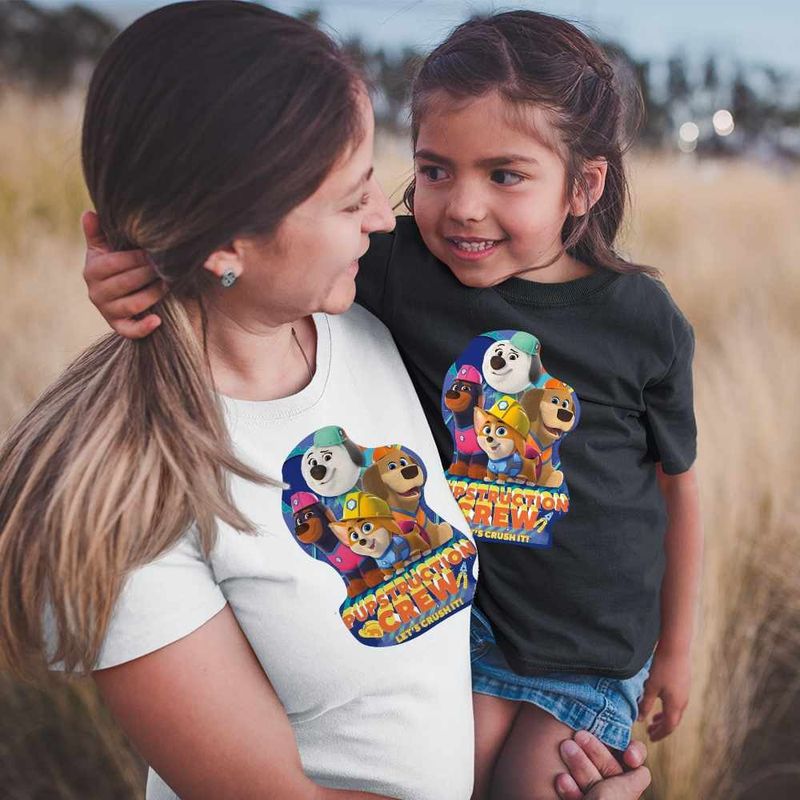 Fashion, accesorii si bijuterii - Femei - Imbracaminte femei - Tricouri si topuri femei - Tricou Femei Pupstruction Crew Catelusi Constructori Junior, negru, marime S - Infinity.ro