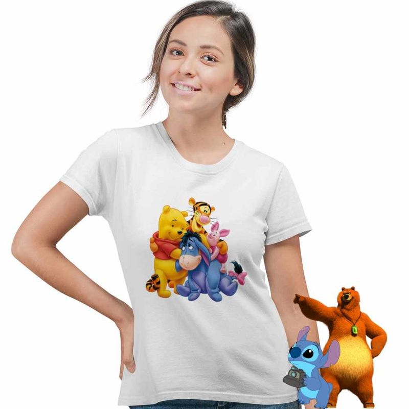 Fashion, accesorii si bijuterii - Femei - Imbracaminte femei - Tricouri si topuri femei - Tricou Femei Ursuletul Winnie the Pooh Familie Puh, alb, marime XL - Infinity.ro