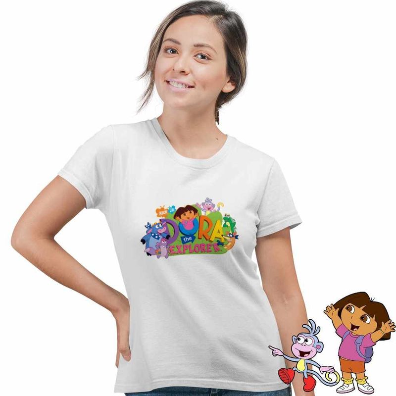 Fashion, accesorii si bijuterii - Femei - Imbracaminte femei - Tricouri si topuri femei - Tricou Femei Dora The Explorer Nick Junior, alb, marime L - Infinity.ro