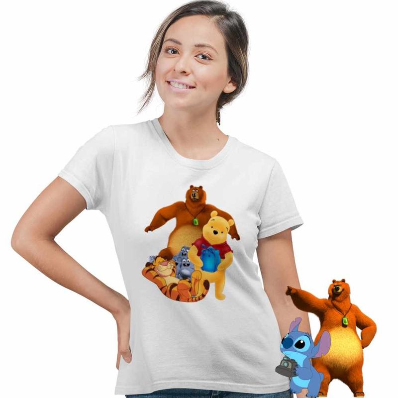 Fashion, accesorii si bijuterii - Femei - Imbracaminte femei - Tricouri si topuri femei - Tricou Femei Grizzy Lemingii Winnie the Pooh, alb, marime L - Infinity.ro
