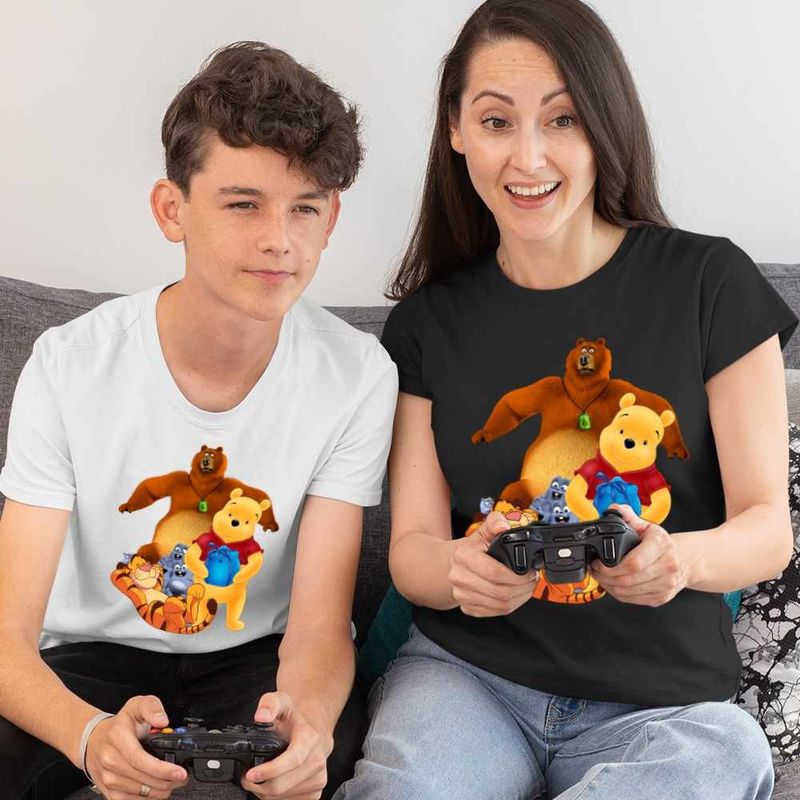 Fashion, accesorii si bijuterii - Femei - Imbracaminte femei - Tricouri si topuri femei - Tricou Femei Grizzy Lemingii Winnie the Pooh, alb, marime L - Infinity.ro