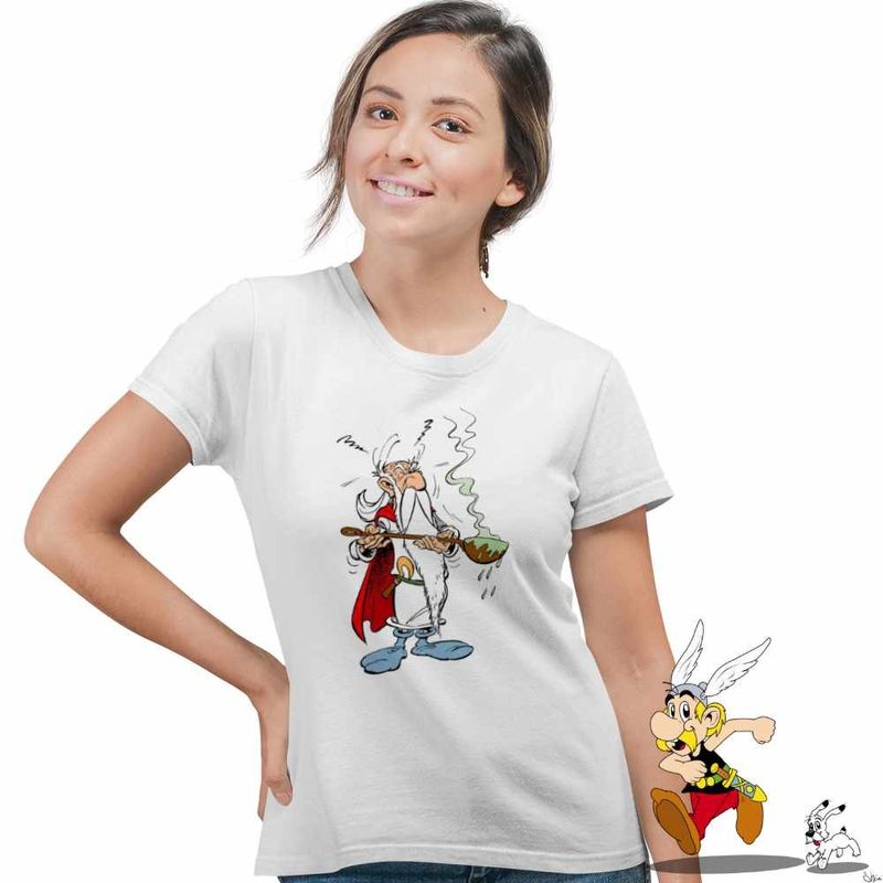 Fashion, accesorii si bijuterii - Femei - Imbracaminte femei - Tricouri si topuri femei - Tricou Femei Getafix Asterix Obelix Cleopatra, alb, marime L - Infinity.ro