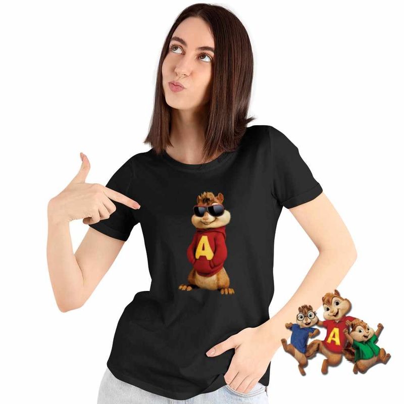Fashion, accesorii si bijuterii - Femei - Imbracaminte femei - Tricouri si topuri femei - Tricou Femei Alvin Veverita Alvinnn Veveritele, negru, marime L - Infinity.ro
