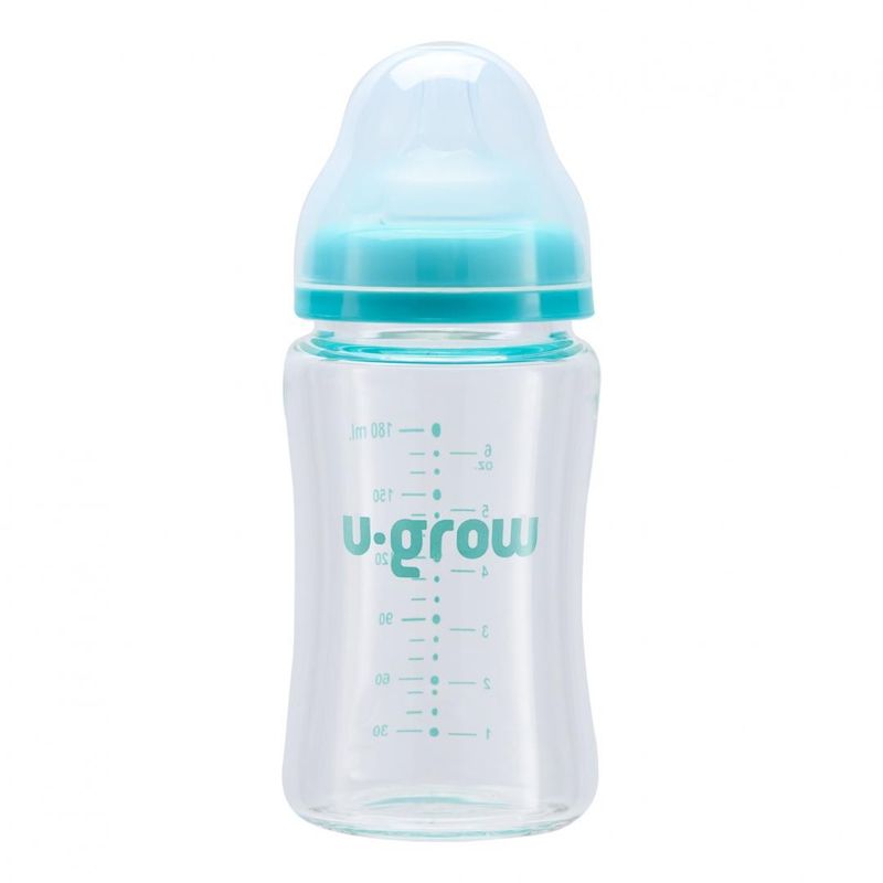 Jucarii, Copii si Bebe - Hrana si alaptare - Biberoane, suzete si accesorii hranire - Biberoane, tetine si accesorii - Biberon de sticla180 ml+2 tetine, U-Grow - Infinity.ro