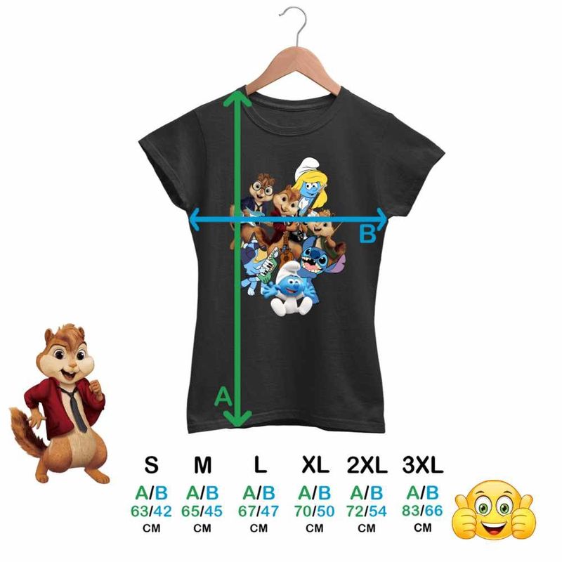 Fashion, accesorii si bijuterii - Femei - Imbracaminte femei - Tricouri si topuri femei - Tricou Femei Alvin Bluey Stich Strumfii Strumfita Trupa Muzicala Chitara, negru, marime 3XL - Infinity.ro