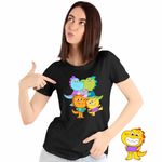 Fashion, accesorii si bijuterii - Femei - Imbracaminte femei - Tricouri si topuri femei - Tricou Femei Tim Rex Toata Familia Spatiu Dinozauri Cosmos, negru, marime XL - Infinity.ro